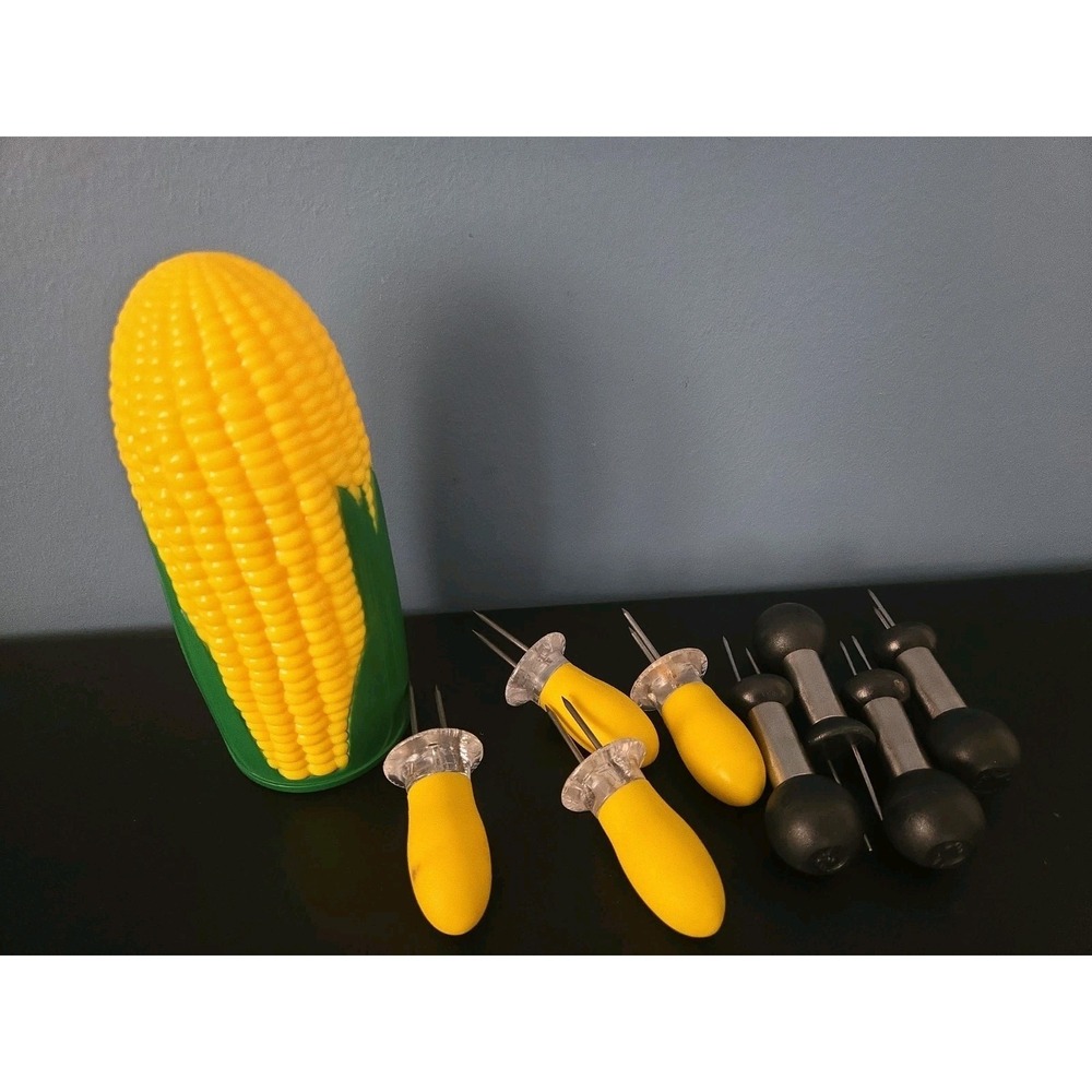 CORN ON THE COB CUBE BUTTER HOLDER 6" TALL & 8 Corn Holders